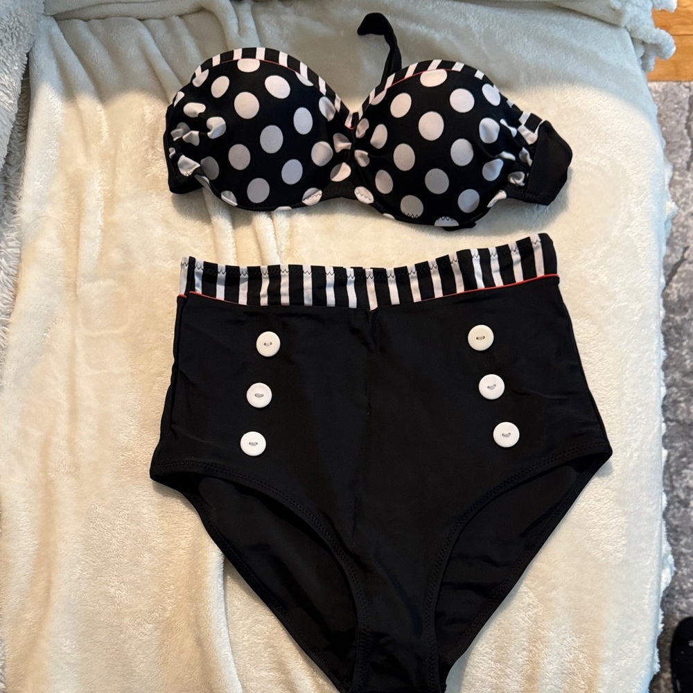 Polka Dot High-Waisted Bikini Set